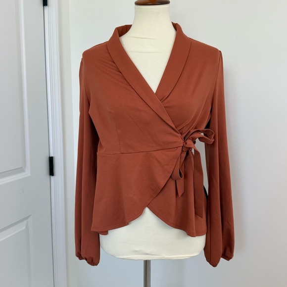 Halara Rust Tie Blouse Women's Small - Picture 1 of 10